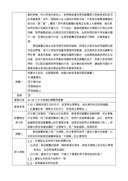 素養導向「紙筆測驗」要素與範例試題